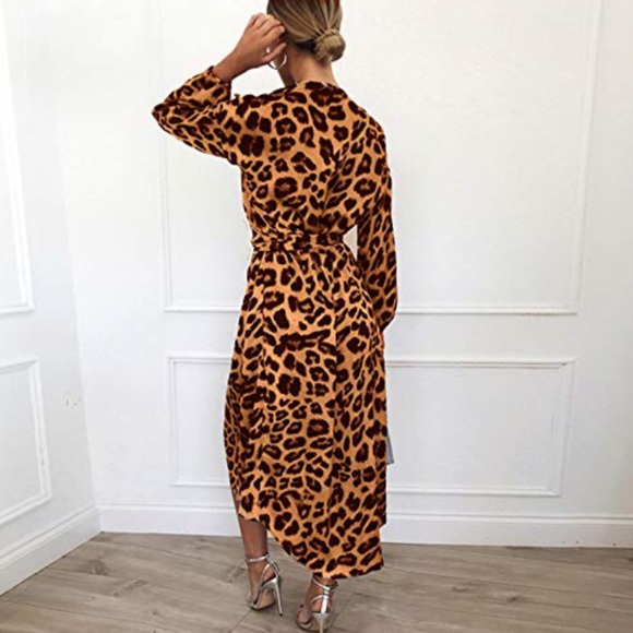 Leopard Print Wrap Midi Dress - Picture 3 of 5